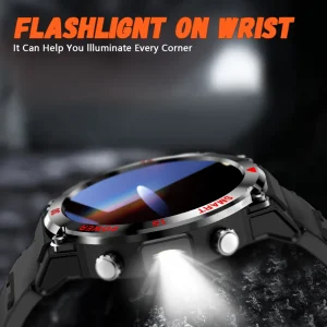 LAXASFIT Bluetooth Call Smart Watch Men Full Touch Screen Health Monitor Clock With Flashlight Men SmartWatch For IOS Android