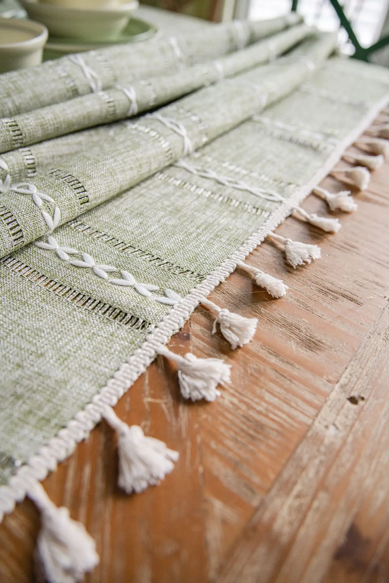 Cotton Linen Stripe Tassel Tablecloth Stain Resistant Dust-Proof Table Cover for Kitchen Dinning Tabletop Decoration Rectangular - Image 5