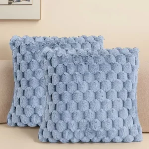 Pack of 2 artificial fur plush luxurious decorative throw pillow cover, for sofa, living room, and car interior（no pillowcore） ﻿
