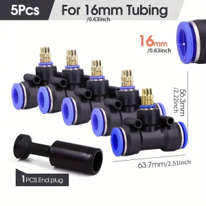 Brass Misting Nozzle with Tee Adapter Adjustable Atomizer Sprayer Outdoor Garden Irrigation Watering 6/8/10/12/14/16mm PE Tubing