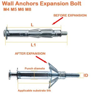 Molly Expansion Bolt Set M4 M5 M6 M8 Practical Drywall Anchor with Screw Self Drilling Wall Home Pierced Gypsum Board Fiberboard
