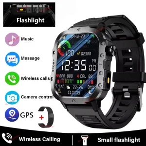 2025 Rugged Military Smart Watch Men's Outdoor Watch 2.01" HD Touch Screen Voice Bluetooth Call Sports Waterproof Smartwatch New