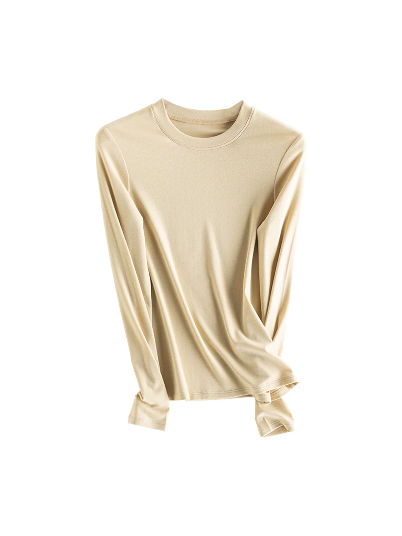 SuyaDream, Women Bottoming T Shirt, 28%Wool 37%Cotton, Long Sleeves, Solid Basic Thermal Shirt, 2025 Autumn Winter Top - Image 7