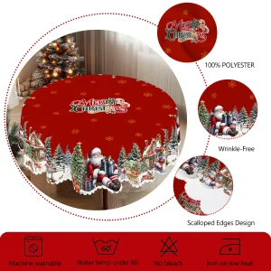 1 Piece of Christmas Round and Rectangular Tablecloth, Available in Various Sizes, for Christmas and New Year, Santa Claus and Snowman Red Tablecloth, Christmas Yard Tablecloth Decoration, Suitable for Daily Home Kitchen and Party Use, Gift
