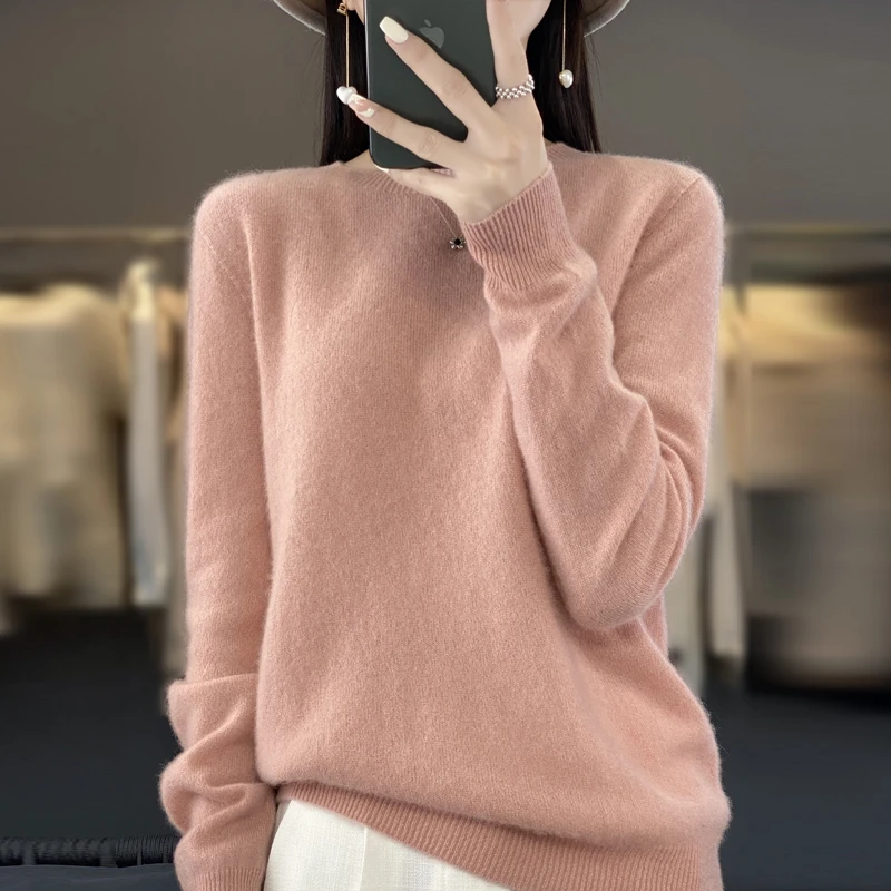 Autumn Winter 100% Merino Wool cashmere Sweater O-Neck Long Sleeve Cashmere Women Knitted Pullover Clothing Top - Image 18