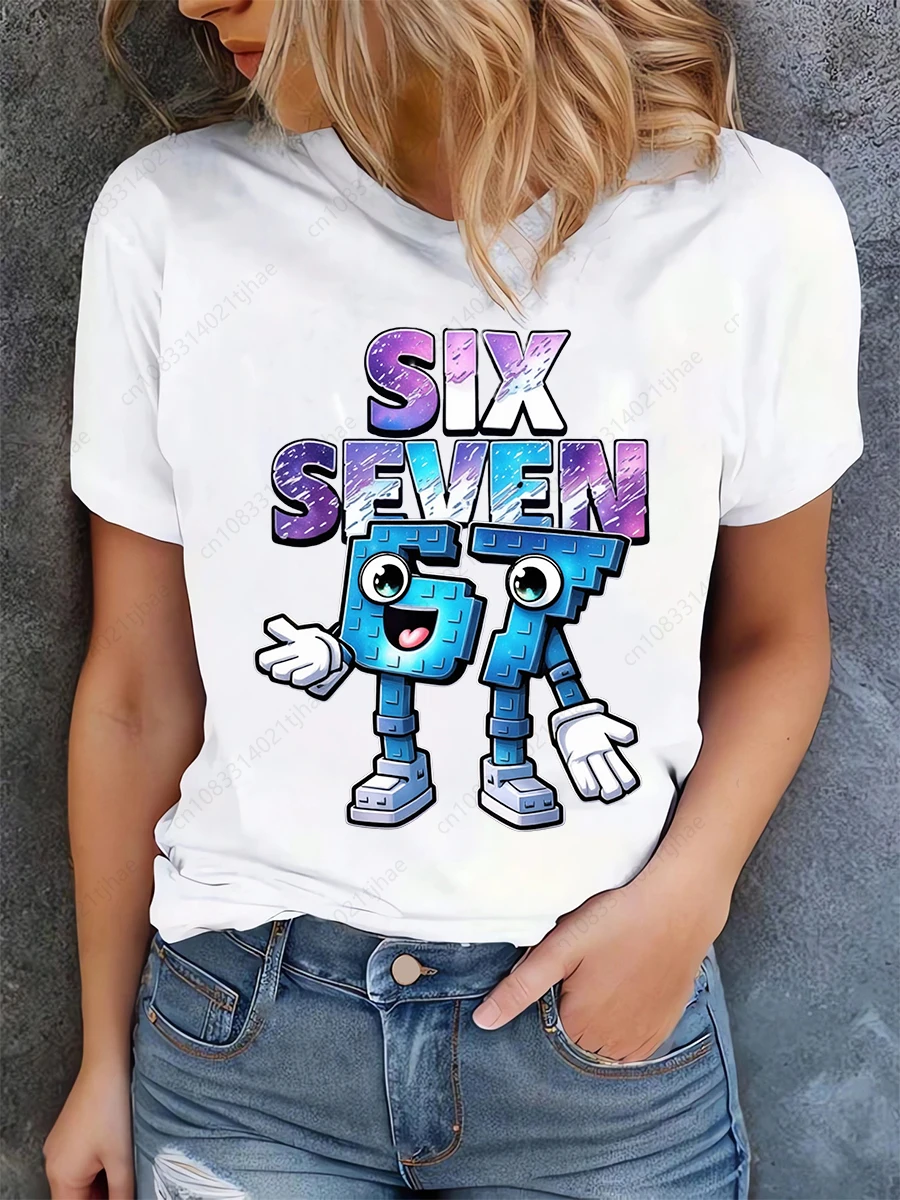 Funny 67 Brainrot Women T Shirts for Laddy Six Seven Brain Rot T-Shirt Party Tshirt for Girls T shirt for Woman Tops Tees - Image 4
