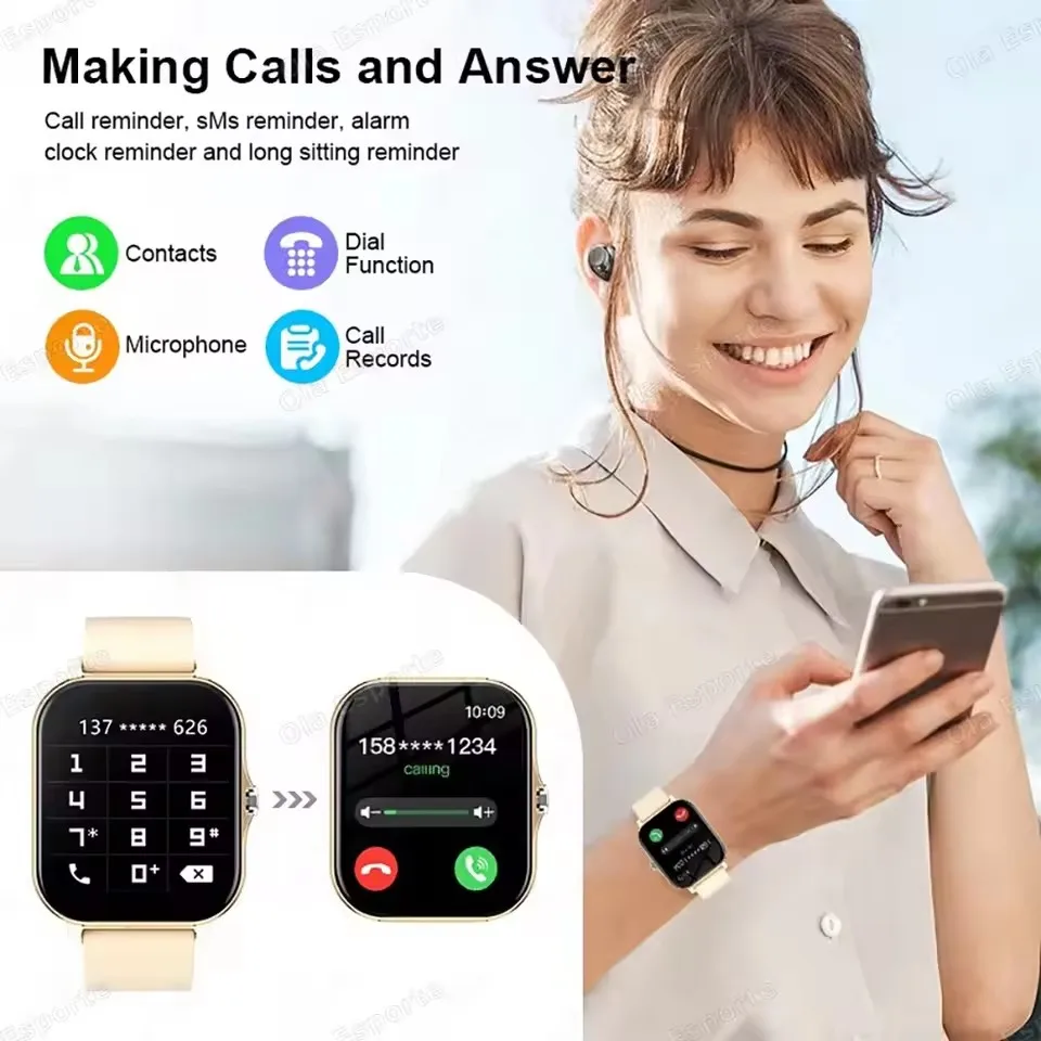 New Smart Watch 2.01 Inch HD Display Answer Make Call Message Preview Sport Modes Smartwatch DIY Dial Weather Forecast Men Women - الصورة 2