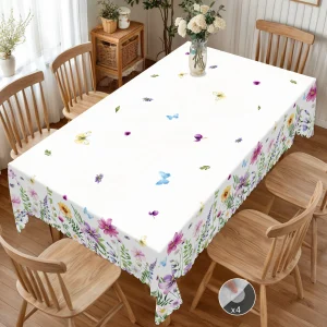 1 Piece of Spring and Summer Romantic Retro Floral Pattern Round Tablecloth, Butterfly Print Rectangular Tablecloth, Home Kitchen Table Cover, Indoor and Outdoor Use, Home Decoration, Holiday Gift for Family Friends