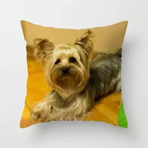 Cute Dog Print Pillowcase Bedroom Sofa Waist Cushion Cover Yorkshire Bichon Yorkshire Decoration Car Decorative Cushion