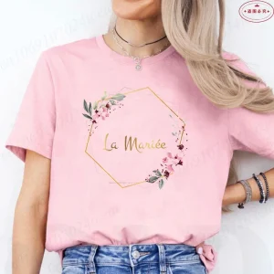 French Girls Team Future Bride T-shirt Wreath Graphic Tees Bridal Wedding Tops Single Farewell Bachelorette Party EVJF Tshirt