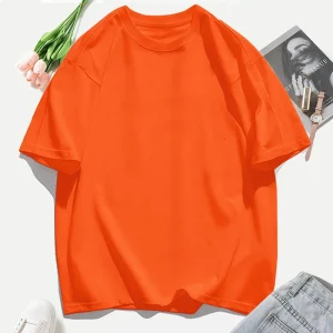 Y2K Woman 100% Cotton T Shirts Solid Color Casual T-Shirt O-Neck Summer Tops For Women Fashion Oversized Female Sportswear