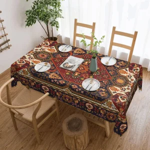 Persian Style Rectangle Tablecloth Holiday Party Decor Reusable Boho Geometric Printed Table Cloths Kitchen Dining Table Decor