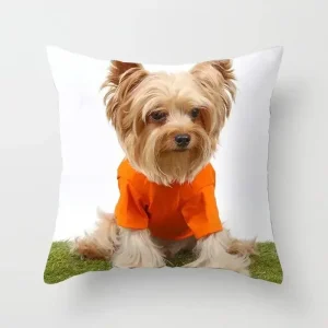 Cute Dog Print Pillowcase Bedroom Sofa Waist Cushion Cover Yorkshire Bichon Yorkshire Decoration Car Decorative Cushion