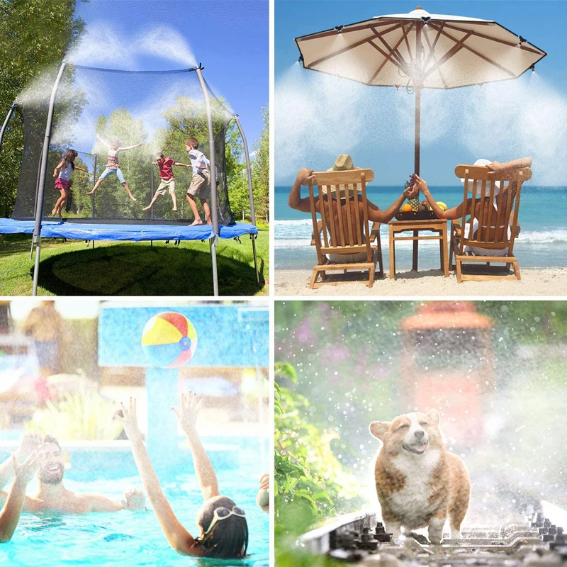 DIY Outdoor Nebulizer Garden Sprayer Misting Cooling System 33FT Misting Line12 Brass Mist Nozzles For Patio Terrace Greenhouse - الصورة 6