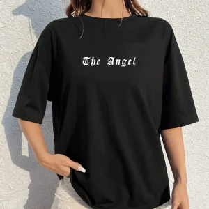 Dark Angel Wing Hot sale Graphic Printed T-Shirts For Women Loose Oversized Clothing Hip Hop Street Tshirt Cotton Short Sleeves