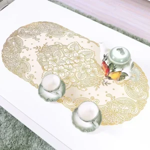 Vintage Lace Embroidered Oval Tablecloth for Wedding Party Home Tea Table Mats Kitchen Decoration Waterproof PVC Table Cloth