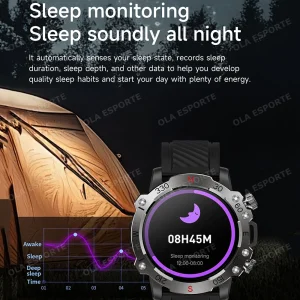 New Outdoor Military Dual-Band GPS Military Smart Watch 5ATM Waterproof Heart Rate Sleep Monitor Bluetooth Calls Smart Watch Men