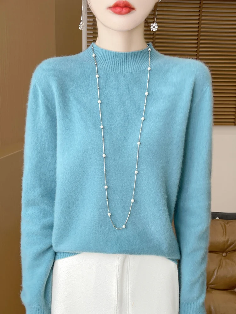Women's Elegant Basic Style Pullover 100% Merino Wool Knitwear Autumn Winter Warm Solid Casual Loose Exquisite Clothing Tops - Image 17