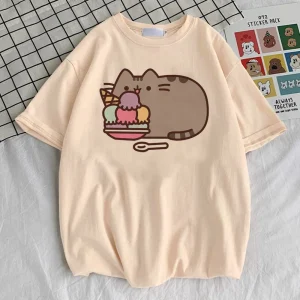 Pusheen shirt teen Y2k 2000s Graphic Retro 80s kawaii t shirt Digital University Vintage harajuku Grunge hip hop