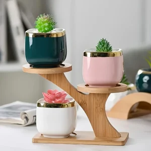Multifunctional Bamboo Plant Stand, Home/Office/Balcony Decor, Perfect Gift for Garden Lovers, Holds Succulents & Potted Plants