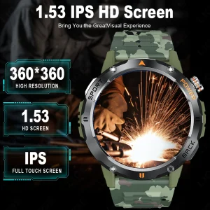 LIGE Smart Watch Men's Sports Watch Compass Flashlight 400mAh Large Battery Bluetooth Call Outdoor Waterproof Durable Smartwatch