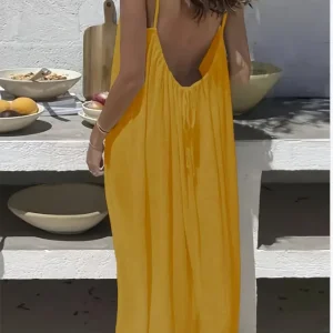2026 New Women's Strap Dress Open-Back Loose Homewear Dress