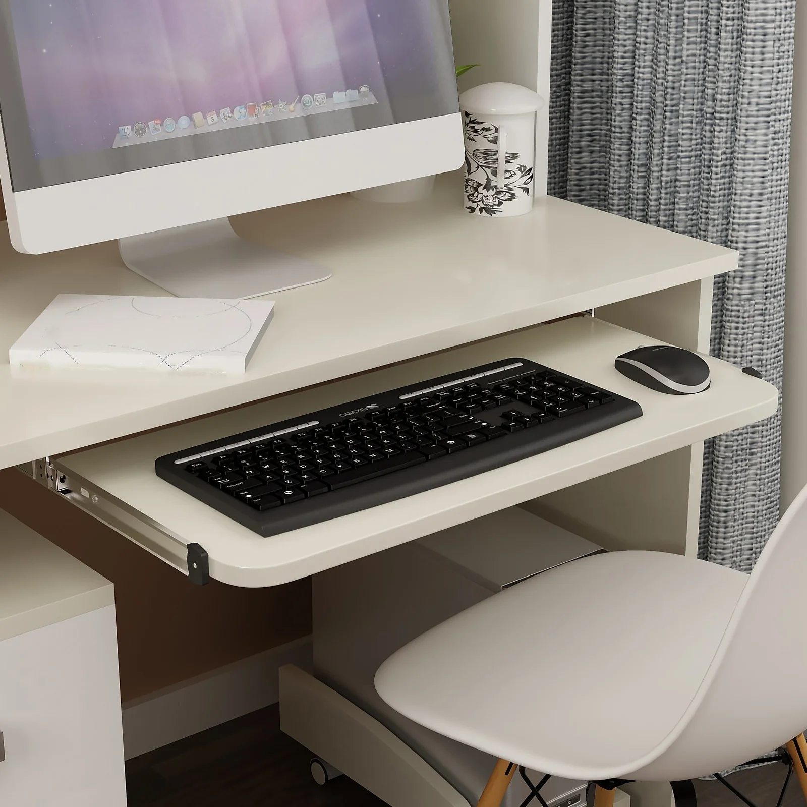 1 Pair Heavy-Duty Keyboard Tray Slide-Out Stand For Office Computer Desk With Adjustable Rails Slides Smooth