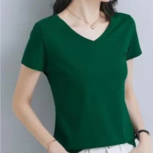 Womens Soft & Breathable Solid V-Neck T-Shirt - Casual Short Sleeve for Spring & Summer - Stylish Essential, Comfort Fit Wardrob