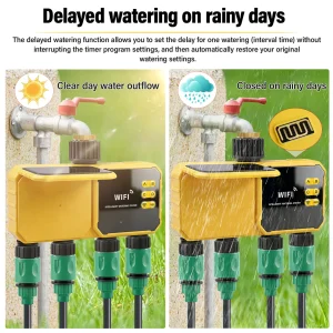 4/2 Zone WiFi Water Timer Smart Irrigation Timer Water Valve Controller Solar Powered Smart Life App 2.4GHz Auto Watering Timer