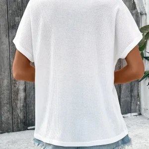 Europe and America large solid color short sleeve T-shirt women summer new loose V-neck casual all-matching three-point sleeve b