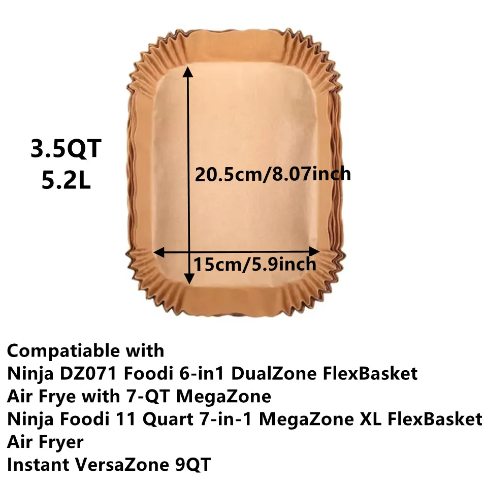 50-200pcs Rectangle Disposable Air Fryer Paper Non-Stick Airfryer Baking Paper Liner Oilproof Oven Pad Mat for Ninja for Philips - الصورة 8