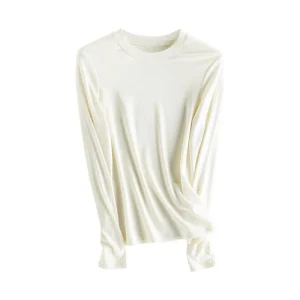 SuyaDream, Women Bottoming T Shirt, 28%Wool 37%Cotton, Long Sleeves, Solid Basic Thermal Shirt, 2025 Autumn Winter Top
