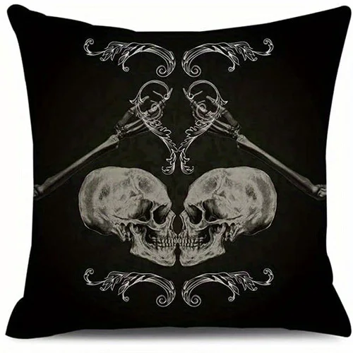 Home Decor Gothic Patterns: Raven, Skulls & Blood Splashes Pattern Cushion Cover Suitable for Sofa Bedroom Car Pillow Cover - Image 4