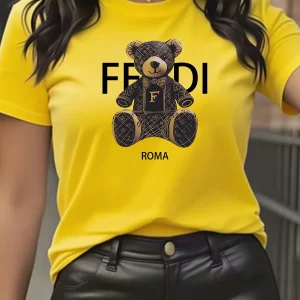 summer Graphic T-Shirt Short Sleeve Crew Neck with Soft Comfortable Spring Women's Light Blue Casual Teddy Bear