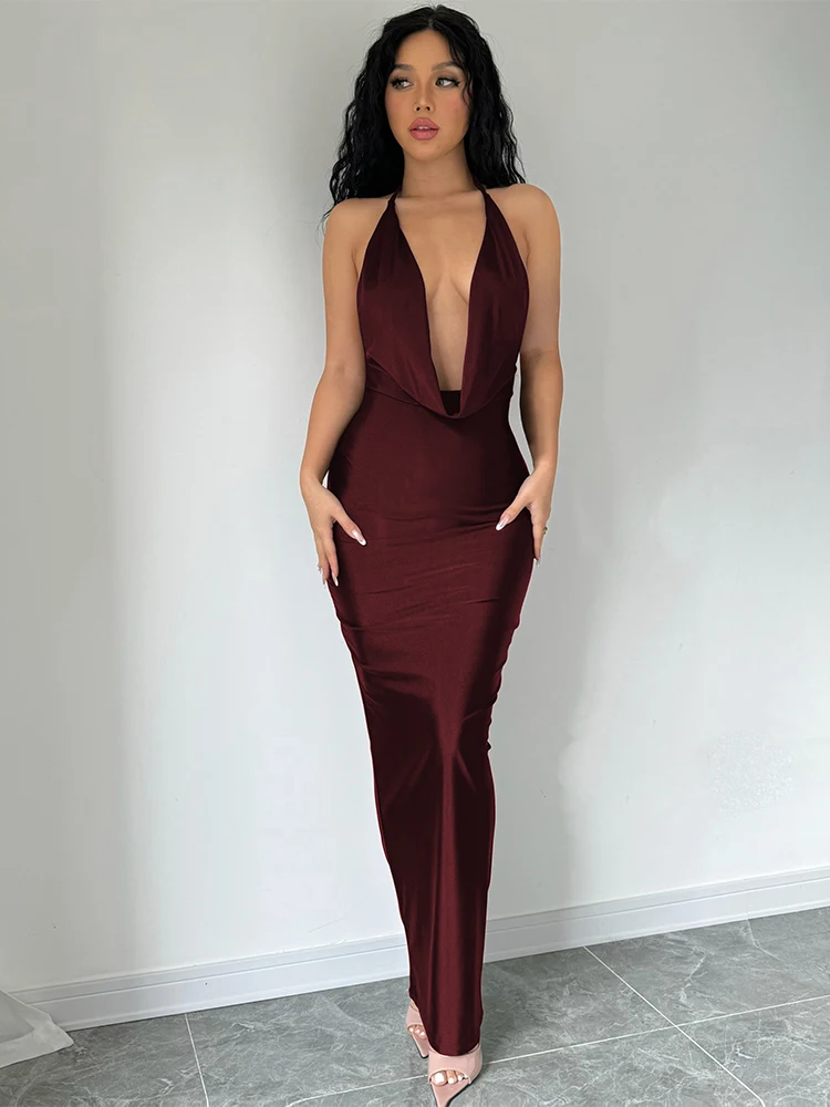 Dulzura Autumn Women Halter Backless Midi Dress For Women Bodycon Sexy Party Elegant Outfits Evening Birthday Clothes Y2K 2024 - Image 9