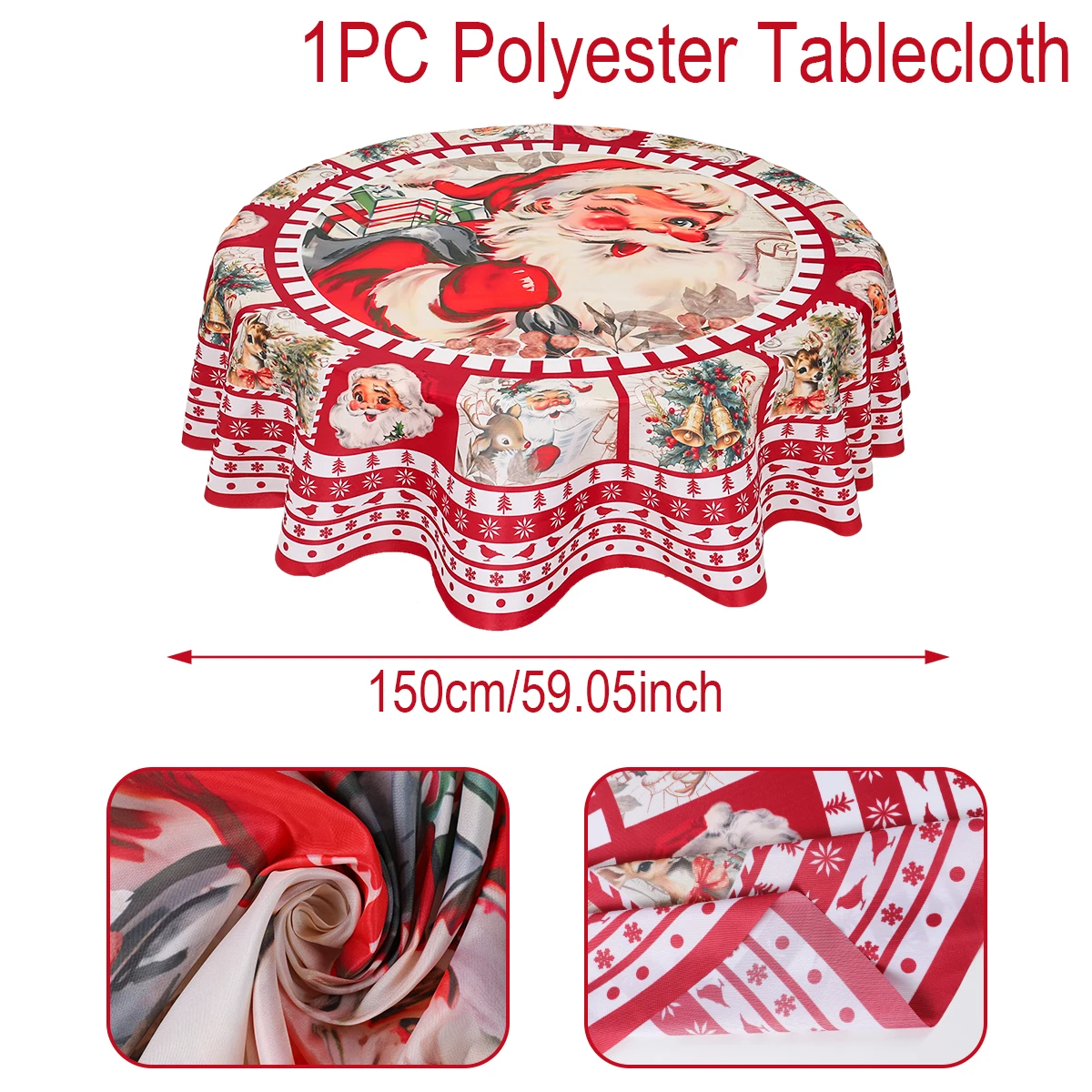 Christmas Polyester Round Tablecloth 2025 Merry Christmas Decoration For Home Xmas Gift Navidad New Year 2026 Dining Table Cover - Image 9