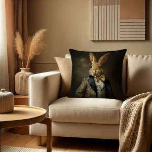 1PC Easter Bunny Reading Pillow Cover ,Decorative sofa cushion cover, home decoration, 2D printing.