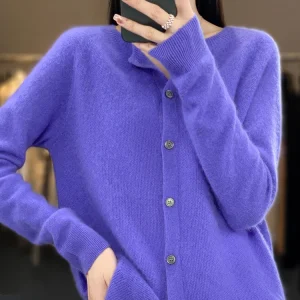 Long Sleeve 100% Merino Wool Sweaters Spring Autumn Women O-Neck Knitwear Tops Clothing Fashion Basic Tops
