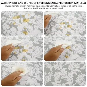 Round Tablecloth PVC Waterproof Oil-Proof Elastic Edged Party Wedding Table Cloth Home Decor Kitchen Table Protection Cover