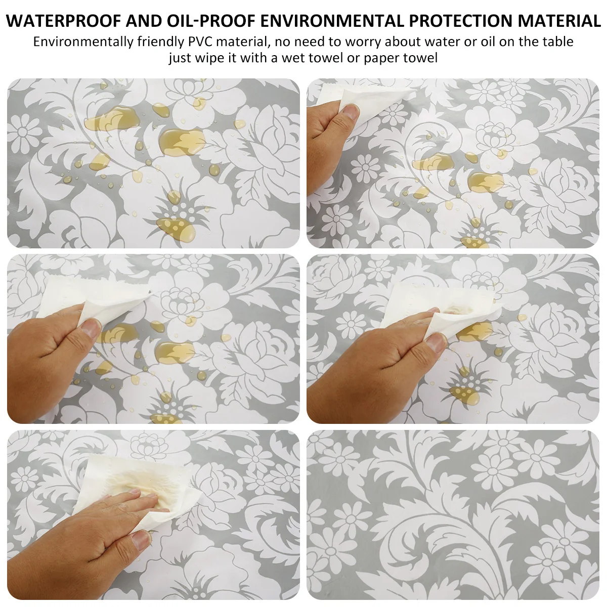 Round Tablecloth PVC Waterproof Oil-Proof Elastic Edged Party Wedding Table Cloth Home Decor Kitchen Table Protection Cover - الصورة 5