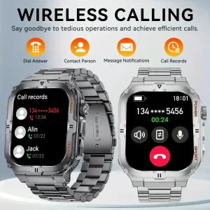 2026 New Men's Smart Watch LED Flashlight IP68 Waterproof Outdoor Sports Wristwatch Health Monitor Smart Watch for IOS Android