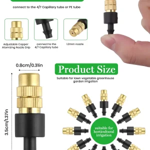 10pcs 4/7PVC Outdoor Misting Cooling System Garden Irrigation Watering 1/4'' Brass Atomizer Adjustable Garden Micro Sprinklers