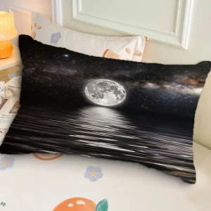 Aesthetic Moonlight Pattern Ins-style Rectangular Pillow | Single-Sided Sofa Pillowcase for Bedroom