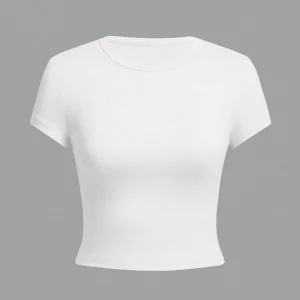 4 pieces Solid color basic short sleeved tight fitting T-shirt for women's casual summer minimalist women's style top O-neck