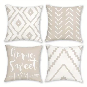 1/4pcs Four Stylish Pillowcases with Unique Patterns and Home Sweet Home Design Sofa cushion cover home bedroom room decoration