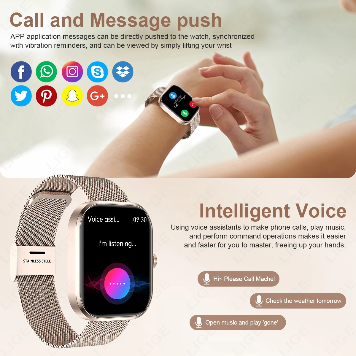 LIGE 2.01” HD Screen Custom Watch Face Smart Watch Women Waterproof Sport Ladies Watches BT Call Health Monitor Women Smartwatch - Image 5