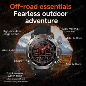 New Outdoor Military Dual-Band GPS Military Smart Watch 5ATM Waterproof Heart Rate Sleep Monitor Bluetooth Calls Smart Watch Men