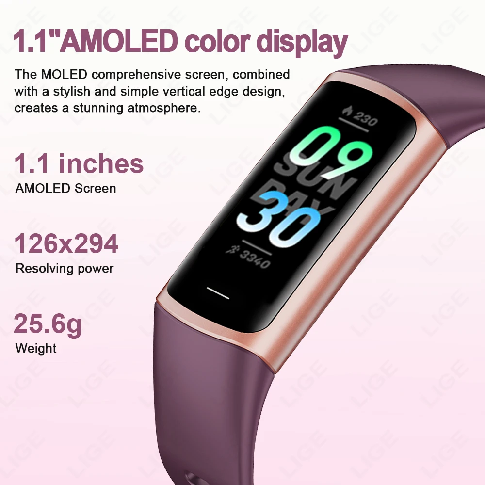 LIGE New Fashion Smartwatch Men Women Temperature Blood Oxygen Monitoring Bracelet Sports Waterproof Smart Watch For Man Laides - Image 4