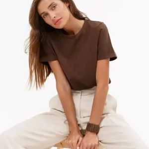 Bornladies Summer 100% Cotton Women's T-shirt Bottoming Basic Fashionable Solid Lady Short Sleeve Loose Tops Shirts 230g/㎡ Tops
