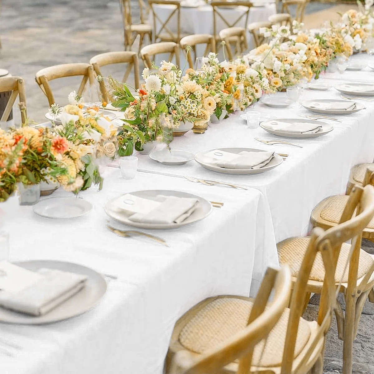 183×137cm Solid White Tablecloth Disposable Plastic Table Covers for Birthday Party Wedding Decoration Home Dinning Table Decor - Image 5
